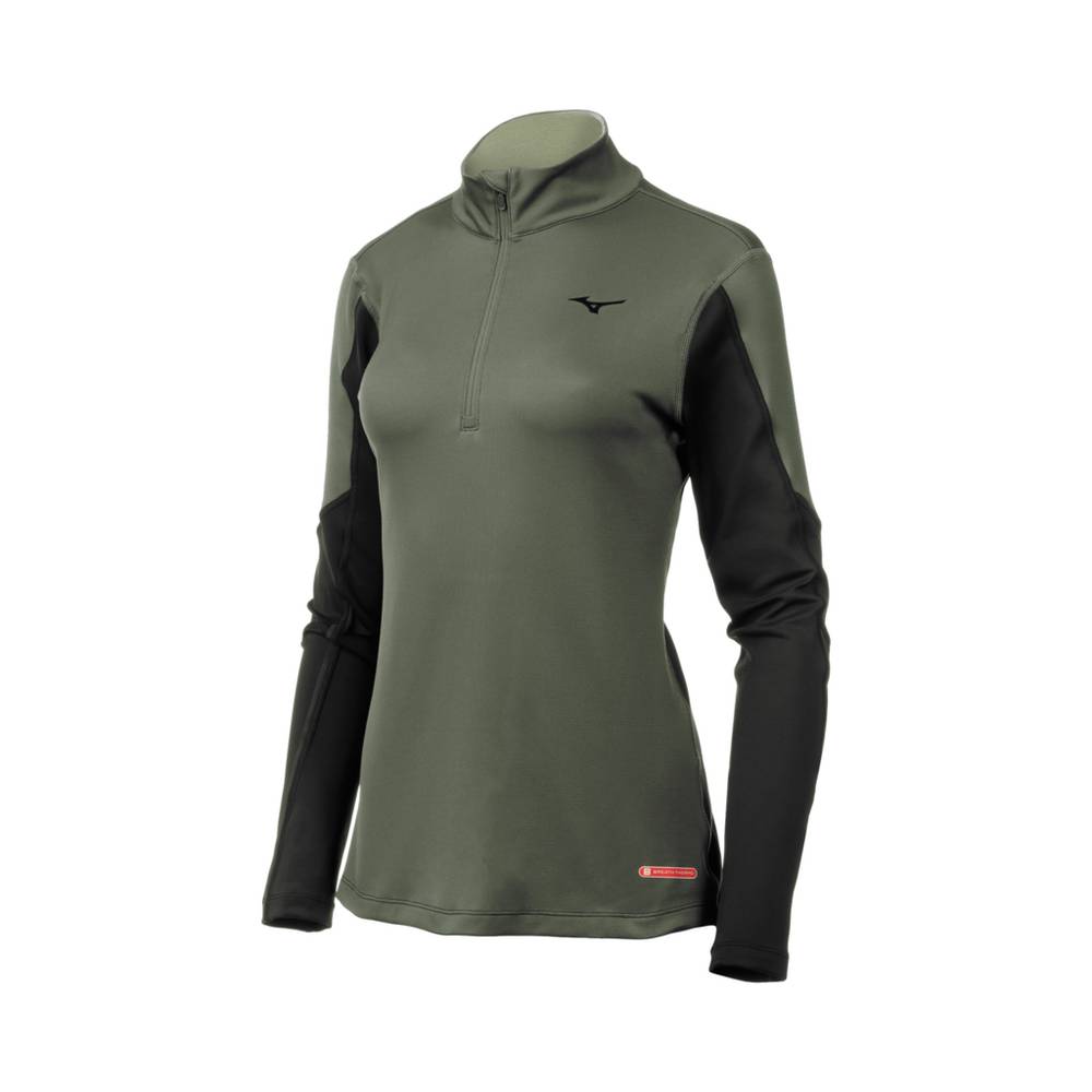 Damske Base Layer Mizuno Breath Thermo® Half Zip Zelene/Čierne Vypredaj FDGL25346